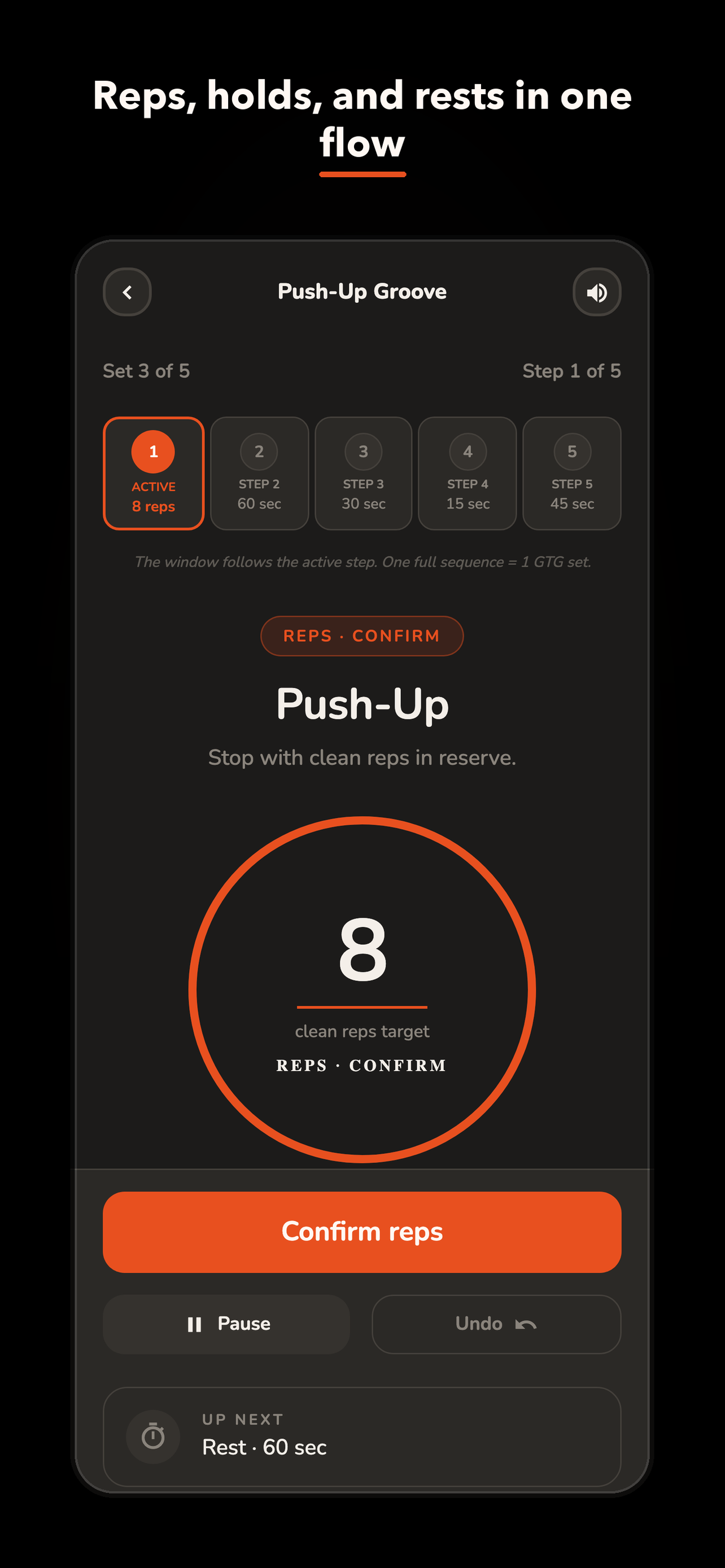 GTG Coach guided practice sequence screen