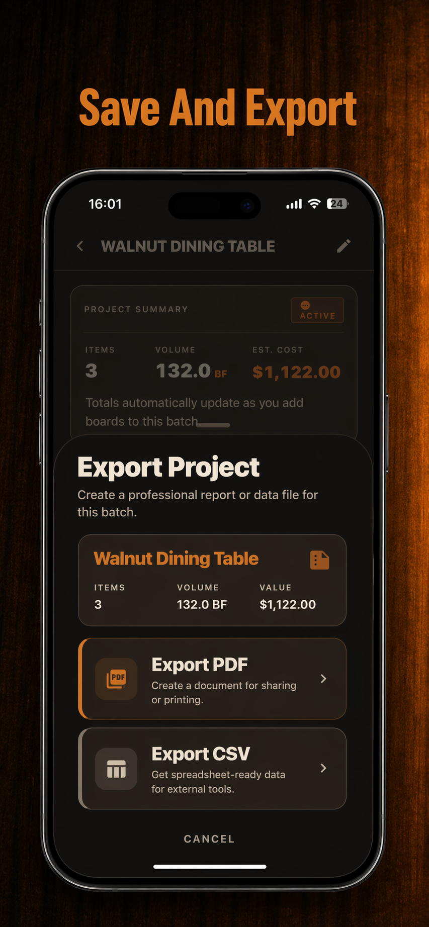 WoodPro export project