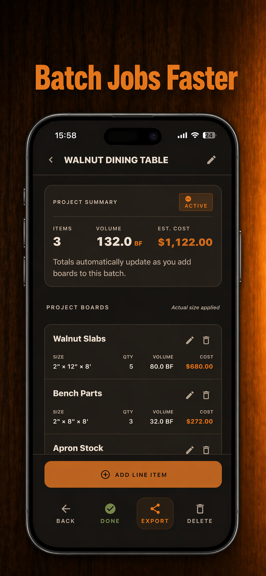 WoodPro project view